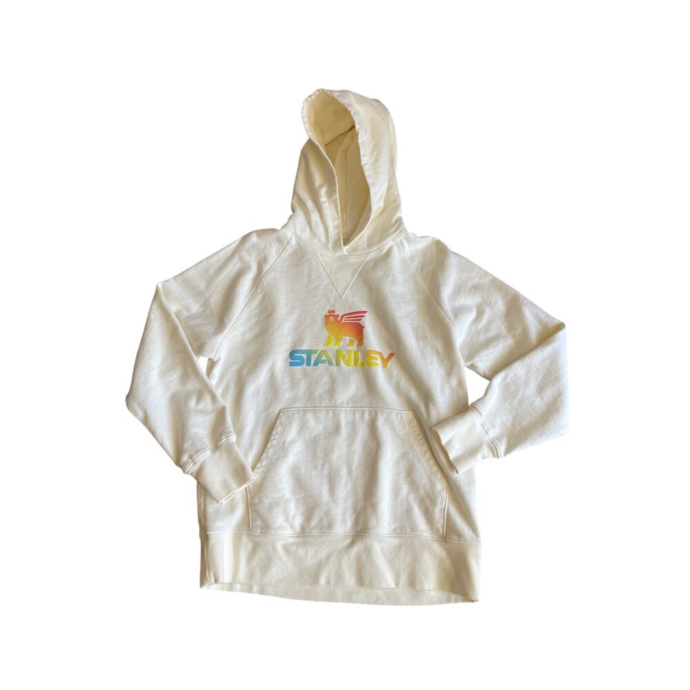 Stanley Gradient Hoodie Womens Medium Cream Organic Cotton Pullover EUC